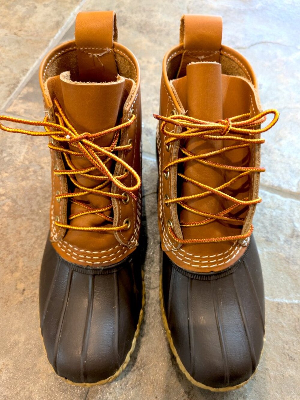 LL Bean Lace-up Duck Boots, Brown Leather, Women's Size 7 M, Very Good Condition